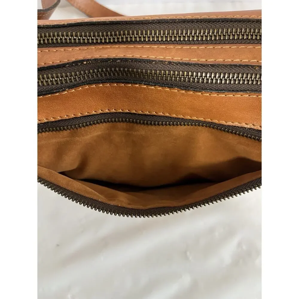 Patricia Nash Camille Tan Tooled Leather Crossbody Purse Saddle Bag Whipstitch - Picture 11 of 16